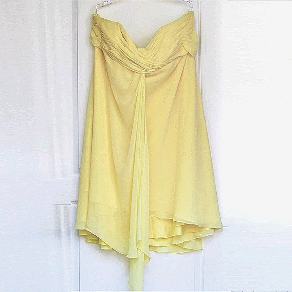 Short Crinkle Chiffon Dress with Front Cascade